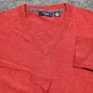 Hickey Golf Mens Merino Wool Red V-Neck Sweater XL Classic Sporty Preppy